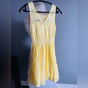 Suzy Shier Yellow Floral Lace Dress